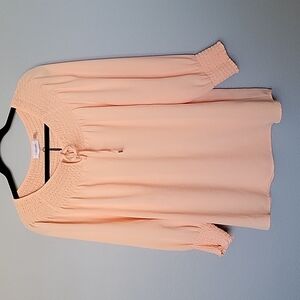 Calvin Klein Workplace Siren peach NWT large smocked detail blouse